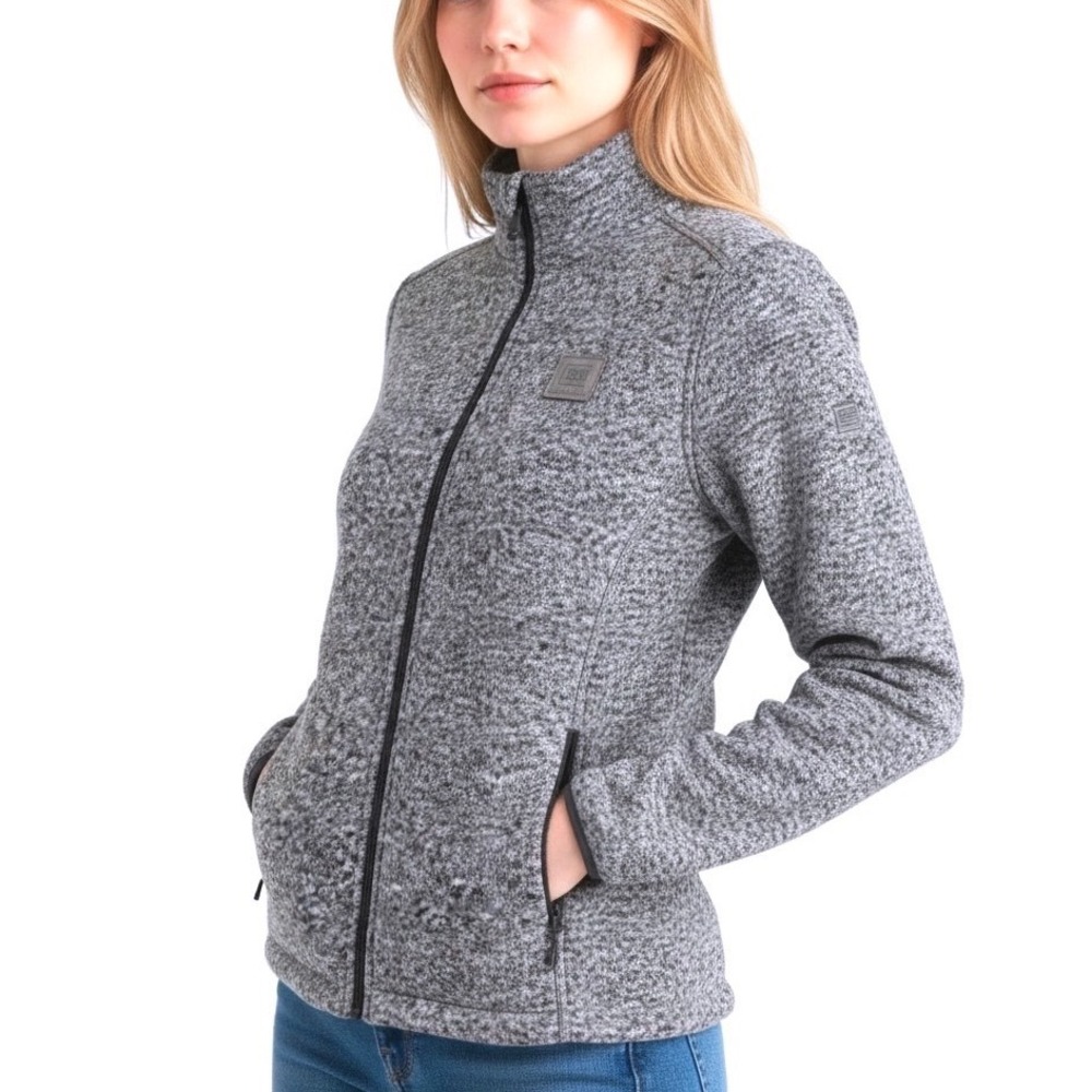 Women's Grey Fleece Sweater Full Zip Fleece Jacket